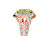 Rose gold Fancy Yellow Emerald  Halo Split Shank Pave Diamond Ring with Four-Prong Setting_53