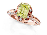 Rose gold Fancy Yellow Emerald  Halo Split Shank Pave Diamond Ring with Petal Prong Setting_22