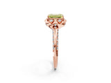 Rose gold Fancy Yellow Emerald  Halo Split Shank Pave Diamond Ring with Petal Prong Setting_23