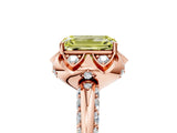 Rose gold Fancy Yellow Emerald  Halo Split Shank Pave Diamond Ring with Petal Prong Setting_26