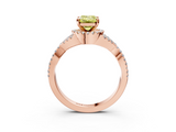 Rose gold Fancy Yellow Emerald  Halo Twist Band Solitaire Prong Setting Ring_85