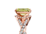 Rose gold Fancy Yellow Emerald  Halo Twist Band Solitaire Prong Setting Ring_87