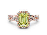 Rose gold Fancy Yellow Emerald  Halo Twist Band Solitaire Ring with Six-Prong Setting_32