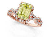 Rose gold Fancy Yellow Emerald  Halo Twist Band Solitaire Ring with Six-Prong Setting_33