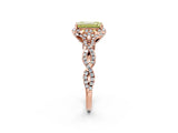 Rose gold Fancy Yellow Emerald  Halo Twist Band Solitaire Ring with Six-Prong Setting_34