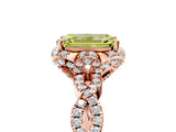 Rose gold Fancy Yellow Emerald  Halo Twist Band Solitaire Ring with Six-Prong Setting_37