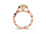 Rose gold Fancy Yellow Emerald  Halo Twist Band Solitaire Ring_22