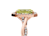Rose gold Fancy Yellow Emerald  Halo Twist Band Solitaire Ring_24