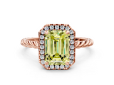 Rose gold Fancy Yellow Emerald  Halo Twisted Band Four-Prong Diamond Ring_20
