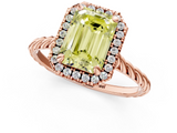 Rose gold Fancy Yellow Emerald  Halo Twisted Band Four-Prong Diamond Ring_21
