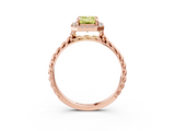 Rose gold Fancy Yellow Emerald  Halo Twisted Band Four-Prong Diamond Ring_23