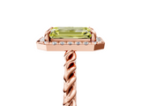 Rose gold Fancy Yellow Emerald  Halo Twisted Band Four-Prong Diamond Ring_25