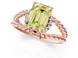 Rose gold Fancy Yellow Emerald  Halo Twisted Band Four-Prong Ring_32
