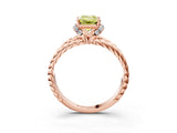 Rose gold Fancy Yellow Emerald  Halo Twisted Band Four-Prong Ring_34