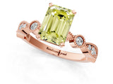 Rose gold Fancy Yellow Emerald  Milgrain Bezel Diamond Engagement Ring with Solitaire Prong Setting_156