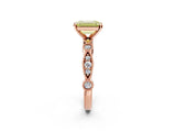Rose gold Fancy Yellow Emerald  Milgrain Bezel Diamond Engagement Ring with Solitaire Prong Setting_157