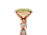 Rose gold Fancy Yellow Emerald  Milgrain Bezel Diamond Engagement Ring with Solitaire Prong Setting_160