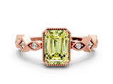 Rose gold Fancy Yellow Emerald  Milgrain Marquise Diamond Twist Band Ring_61