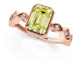 Rose gold Fancy Yellow Emerald  Milgrain Marquise Diamond Twist Band Ring_62