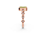 Rose gold Fancy Yellow Emerald  Milgrain Marquise Diamond Twist Band Ring_63