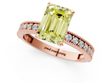 Rose gold Fancy Yellow Emerald  Milgrain Pave Diamond Engagement Ring with Four-Prong Setting_140