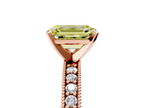 Rose gold Fancy Yellow Emerald  Milgrain Pave Diamond Engagement Ring with Four-Prong Setting_144