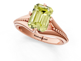 Rose gold Fancy Yellow Emerald  Solitaire Beaded Band Six-Prong Setting_1