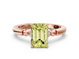 Rose gold Fancy Yellow Emerald  Solitaire Beaded Band with Four-Prong Setting_50