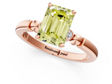 Rose gold Fancy Yellow Emerald  Solitaire Beaded Band with Four-Prong Setting_51