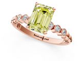 Rose gold Fancy Yellow Emerald  Solitaire Bezel Accent Diamond Engagement Ring with Beaded Band and Four-Prong Setting_23
