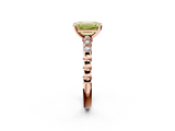 Rose gold Fancy Yellow Emerald  Solitaire Bezel Accent Diamond Engagement Ring with Beaded Band and Four-Prong Setting_24