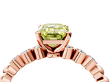Rose gold Fancy Yellow Emerald  Solitaire Bezel Accent Diamond Engagement Ring with Beaded Band and Four-Prong Setting_26