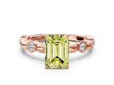 Rose gold Fancy Yellow Emerald  Solitaire Bezel-Set Diamond Ring with Beaded Band and Four-Prong Setting_32