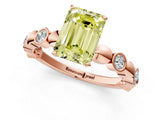 Rose gold Fancy Yellow Emerald  Solitaire Bezel-Set Diamond Ring with Beaded Band and Four-Prong Setting_33
