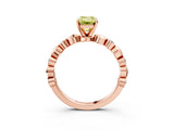 Rose gold Fancy Yellow Emerald  Solitaire Bezel-Set Diamond Ring with Beaded Band and Four-Prong Setting_35