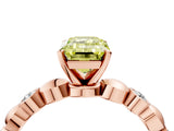 Rose gold Fancy Yellow Emerald  Solitaire Bezel-Set Diamond Ring with Beaded Band and Four-Prong Setting_36