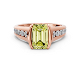 Rose gold Fancy Yellow Emerald  Solitaire Bezel-Set Diamond Ring with Channel-Set Band_36