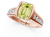 Rose gold Fancy Yellow Emerald  Solitaire Bezel-Set Diamond Ring with Channel-Set Band_37