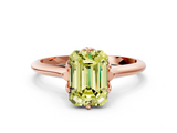 Rose gold Fancy Yellow Emerald  Solitaire Cathedral Diamond Ring with Six-Prong Setting_17