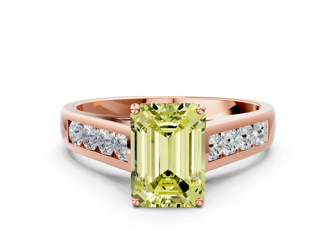 Rose gold Fancy Yellow Emerald  Solitaire Channel-Set Diamond Engagement Ring with Four-Prong Setting_32