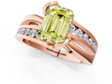 Rose gold Fancy Yellow Emerald  Solitaire Channel-Set Split Shank Ring with Tension Prong Setting_4