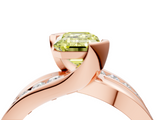 Rose gold Fancy Yellow Emerald  Solitaire Channel-Set Split Shank Ring with Tension Prong Setting_7