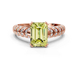 Rose gold Fancy Yellow Emerald  Solitaire Chevron Pave Diamond Engagement Ring with Six-Prong Setting_3