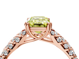Rose gold Fancy Yellow Emerald  Solitaire Chevron Pave Diamond Engagement Ring with Six-Prong Setting_7