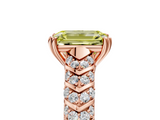 Rose gold Fancy Yellow Emerald  Solitaire Chevron Pave Diamond Engagement Ring with Six-Prong Setting_8