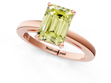 Rose gold Fancy Yellow Emerald  Solitaire Diamond Engagement Ring with Four-Prong Setting on a Classic Band_4