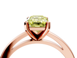 Rose gold Fancy Yellow Emerald  Solitaire Diamond Engagement Ring with Four-Prong Setting on a Classic Band_7