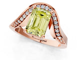 Rose gold Fancy Yellow Emerald  Solitaire Diamond Engagement Ring with Pave Band and Four-Prong Setting 2