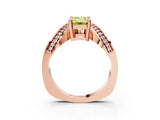 Rose gold Fancy Yellow Emerald  Solitaire Diamond Engagement Ring with Pave Band and Four-Prong Setting 4