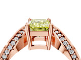 Rose gold Fancy Yellow Emerald  Solitaire Diamond Engagement Ring with Pave Band and Four-Prong Setting 5